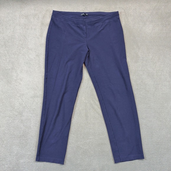 Eileen Fisher Pants Womens Large Blue Viscose Nylon Spandex Stretch Straight Leg — photo 2